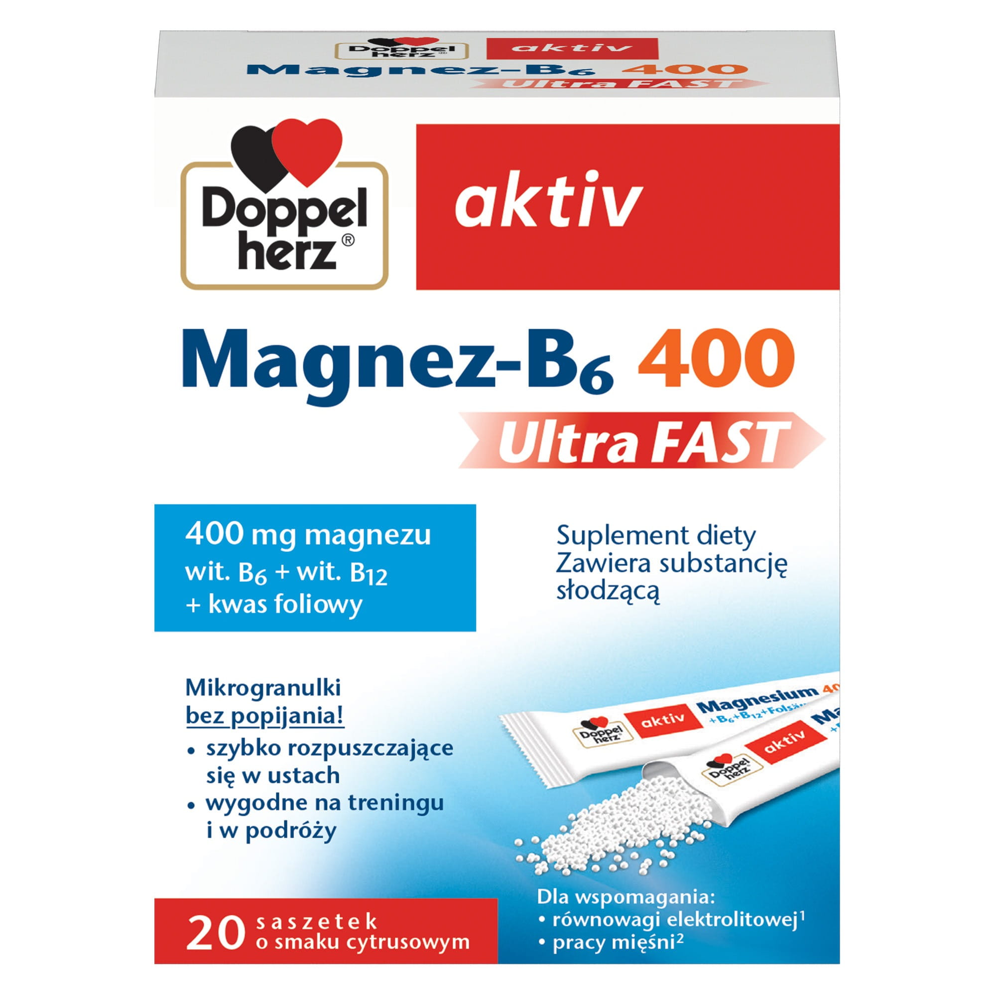 Doppelherz® aktiv Magnez-B6 400 UltraFAST, 20 saszetek