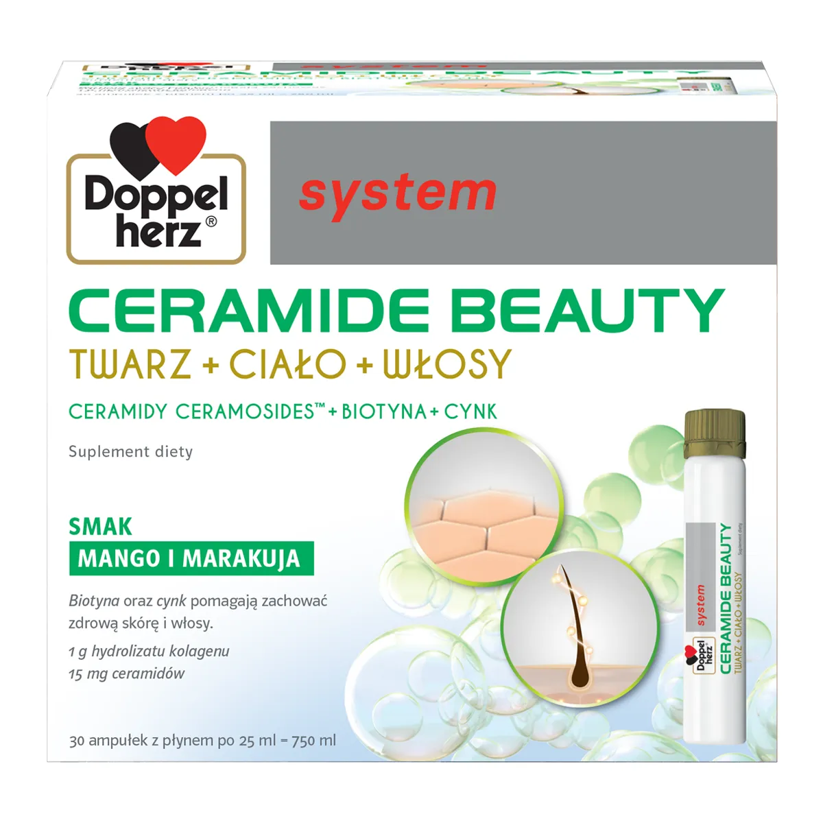 Doppelherz® system CERAMIDE BEAUTY, 30 ampułek po 25ml