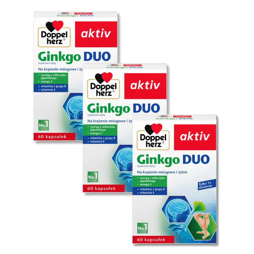 3x Doppelherz® aktiv Ginkgo Duo, 3x60 kapsułek ZESTAW