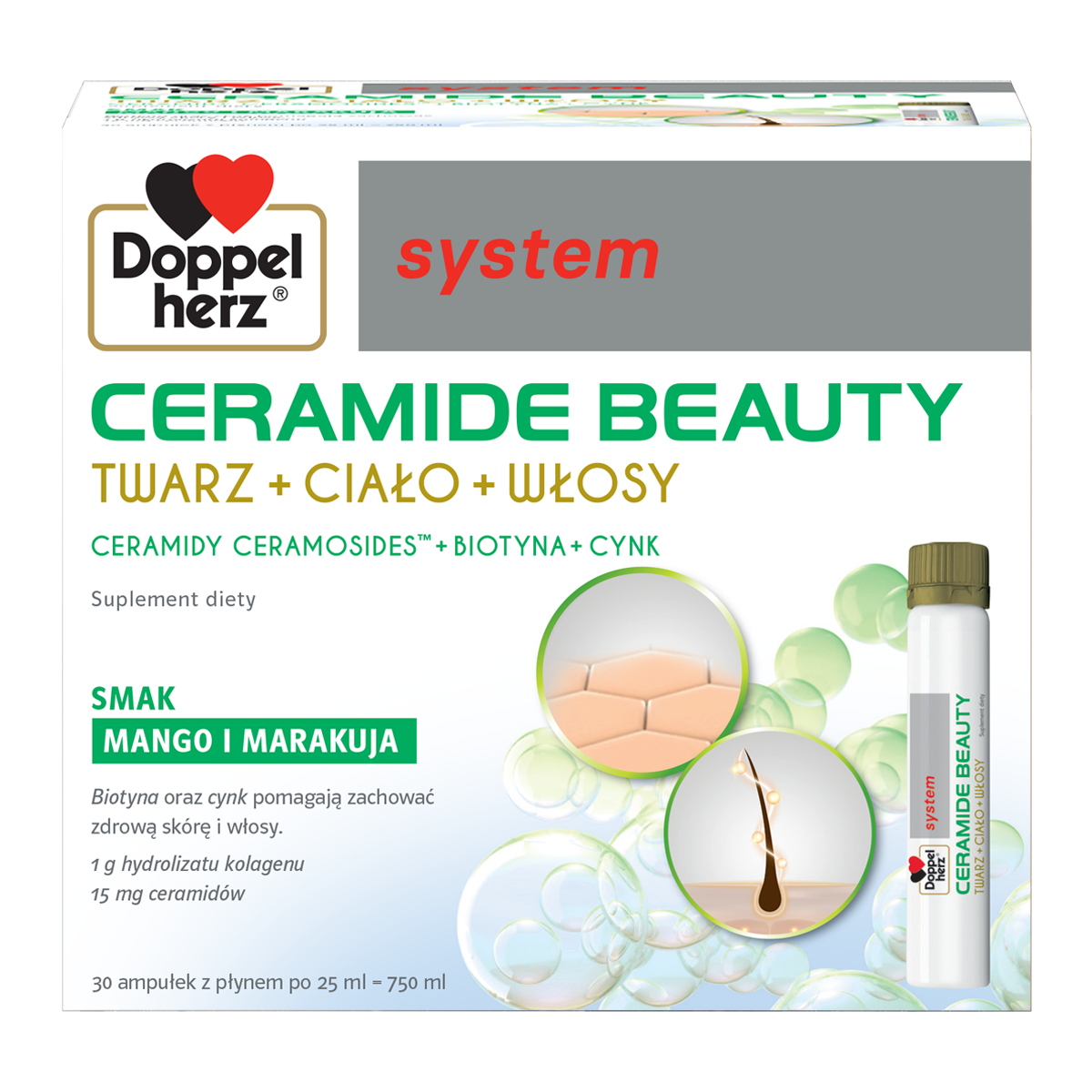 Doppelherz® system CERAMIDE BEAUTY, 30 ampułek po 25ml
