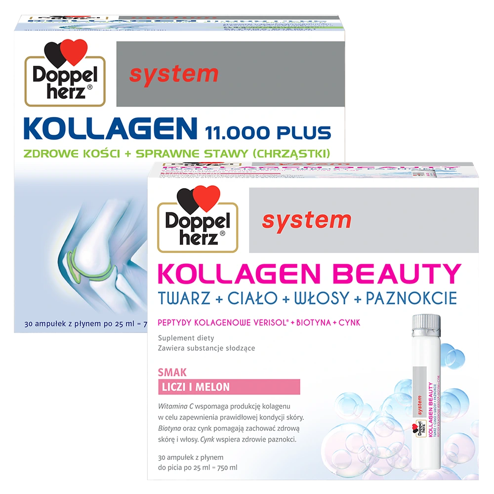 Doppelherz® system KOLLAGEN BEAUTY + Doppelherz® system KOLLAGEN  11.000 PLUS 2x30 ampułek ZESTAW