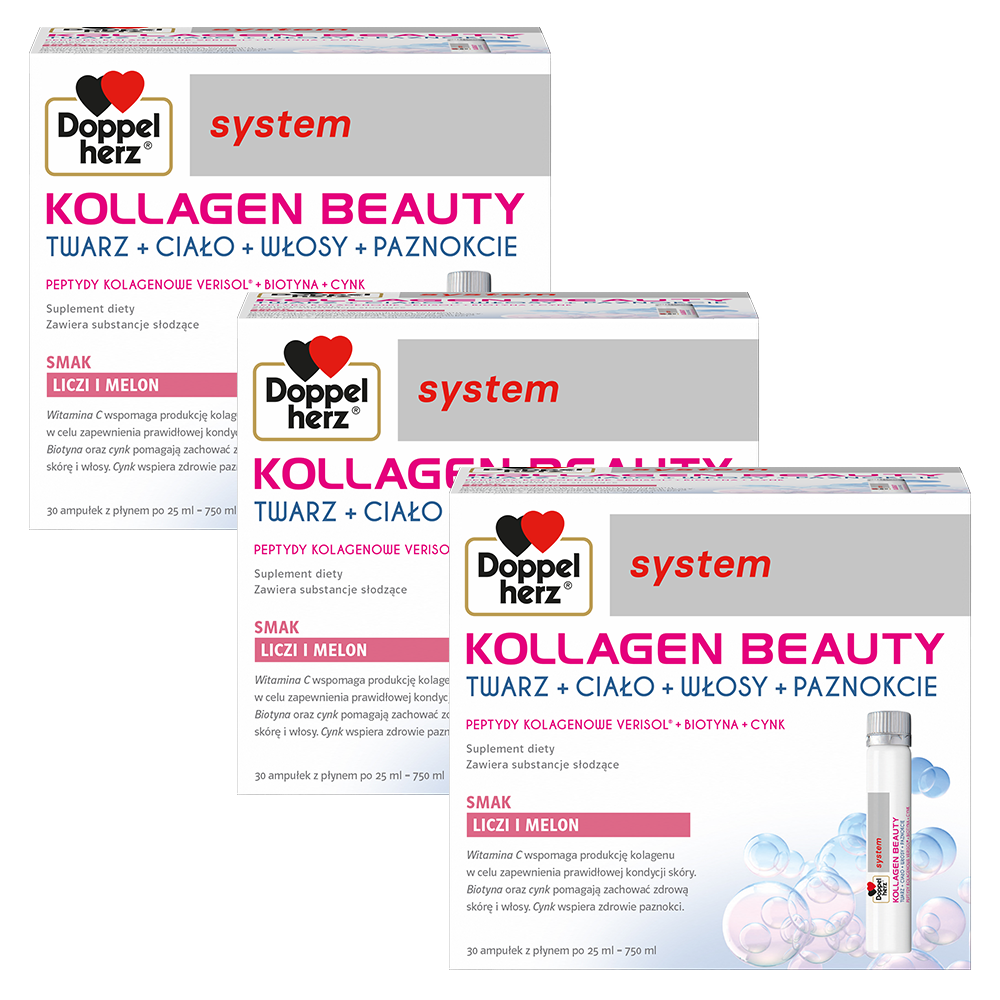 3x Doppelherz® system KOLLAGEN BEAUTY 3x30 ampułek  ZESTAW