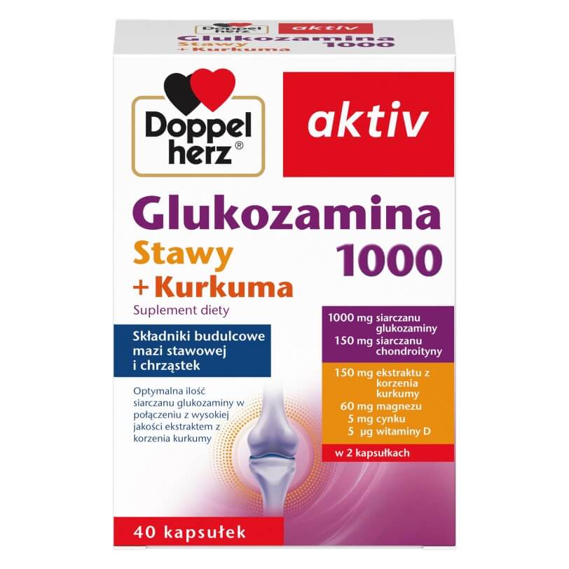 Doppelherz® aktiv Glukozamina 1000 Stawy + Kurkuma, 40 kapsułek