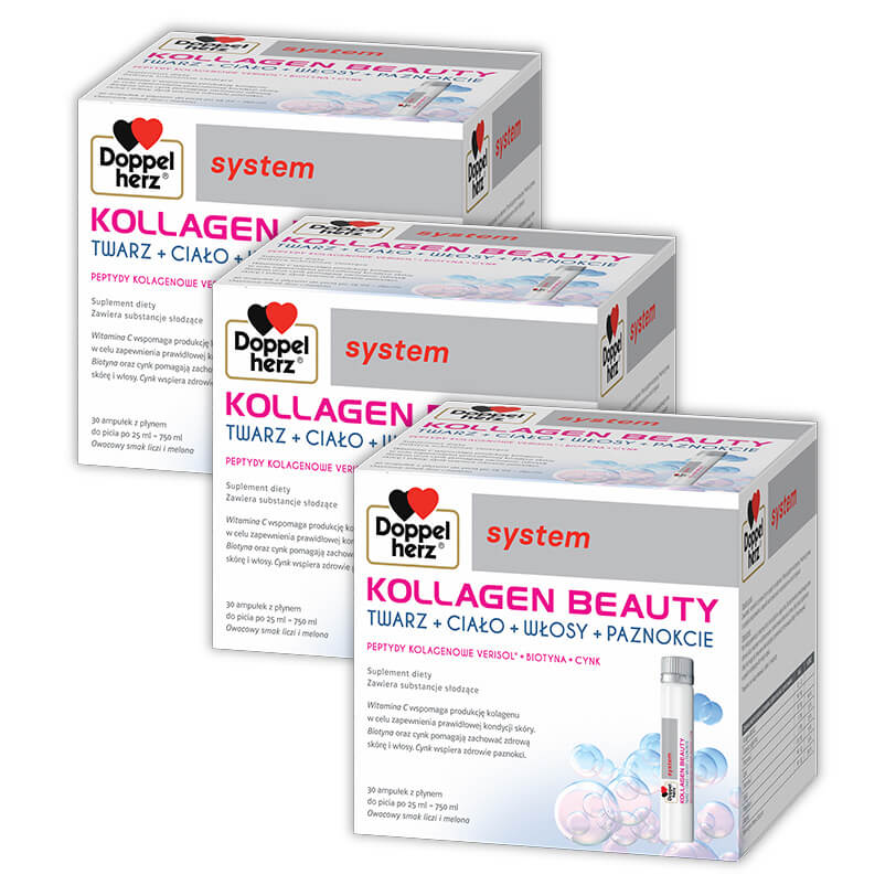 3x Doppelherz® system KOLLAGEN BEAUTY 3x30 ampułek  ZESTAW