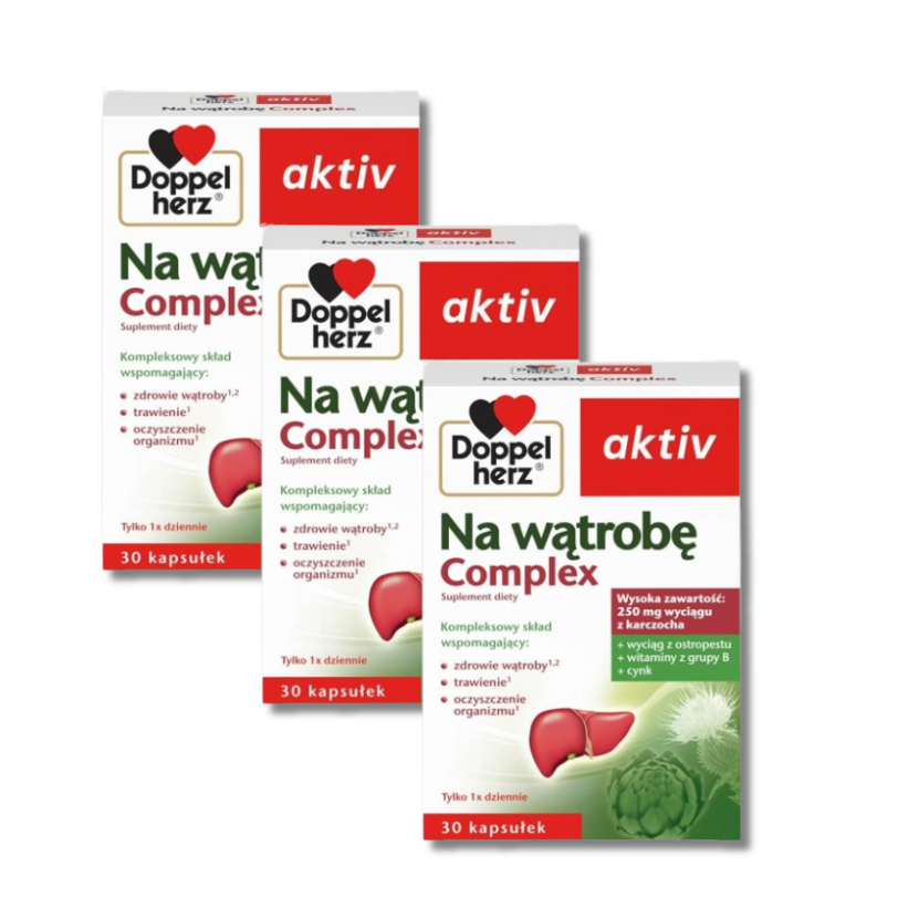 3x Doppelherz® aktiv Na wątrobę Complex,  3x30 kapsułek ZESTAW