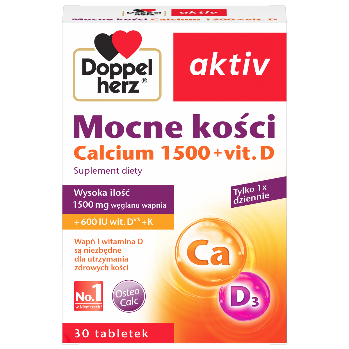 Doppelherz® aktiv Mocne kości Calcium 1500+vit.D, 30 tabletek