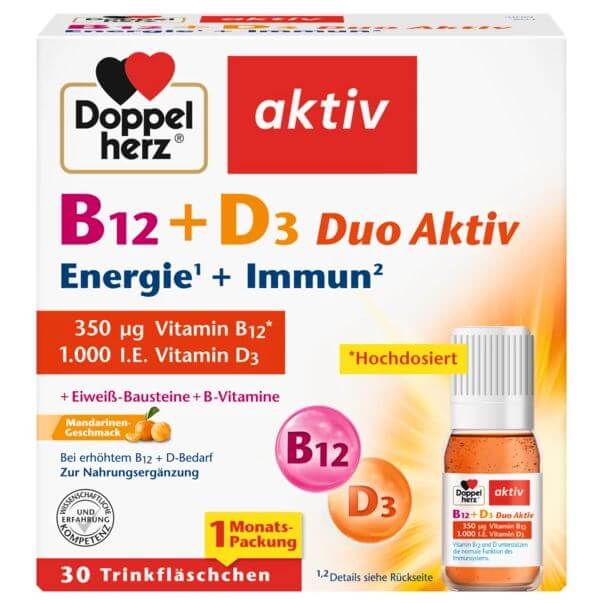 Doppelherz® aktiv Energia + Odporność z witaminami B12 i D3, 30 butelek